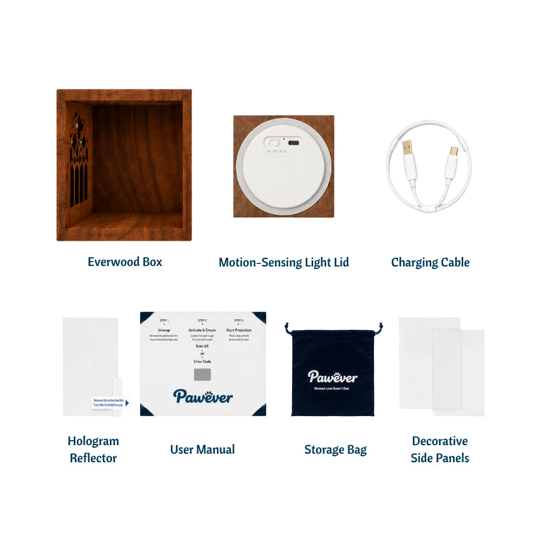 Pawever™ Everwood Box — Pet Hologram Memorial Box