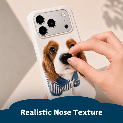 Close-up of raised 3D pet nose on custom dog phone case